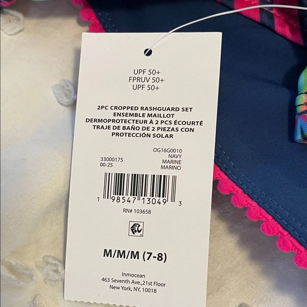 Tropical Kids Bikini Set - Navy and Pink shirt, shorts, bottoms, NWT